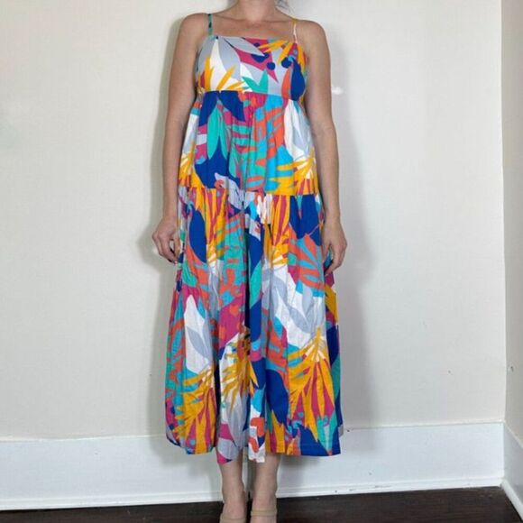 J Crew Tie Back Colorful Midi Sundress Size 6 - Picture 1 of 7